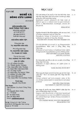 Tạp chí Nghề cá sông Cửu Long - Số 01/2013
