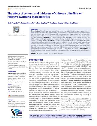 The effect of content and thickness of chitosan thin films on resistive switching characteristics