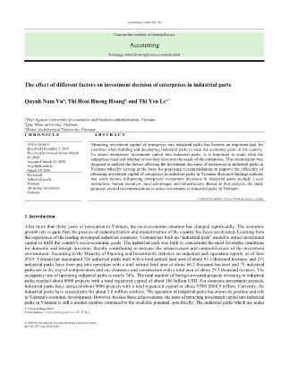 The effect of different factors on investment decision of enterprises in industrial parts