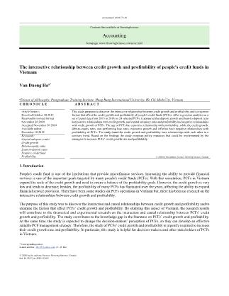 The interactive relationship between credit growth and profitability of people's credit funds in Vietnam