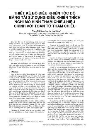 Thiết kế bộ điều khiển tốc độ băng tải sử dụng điều khiển thích nghi mô hình tham chiếu hiệu chỉnh với toán tử tham chiếu