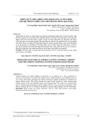 Thiết kế tủ điều khiển tiết kiệm năng lượng điện cho hệ thống chiếu sáng đèn đường bóng Halogen