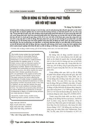Tiền di động và triển vọng phát triển đối với Việt Nam