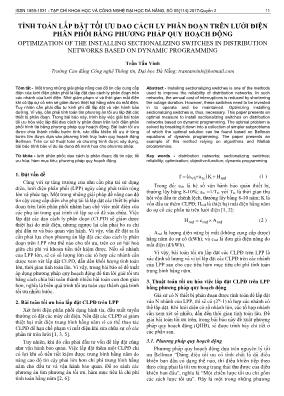 Tính toán lắp đặt tối ứu dao cách lý phân đoạn trên lưới điện phân phối bằng phương pháp quy hoạch động