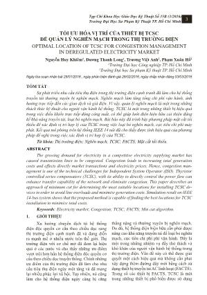 Tối ưu hóa vị trí của thiết bị TCSC để quản lý nghẽn mạch trong thị trường điện