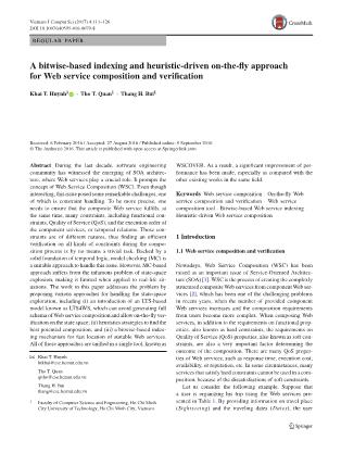 A bitwise - Based indexing and heuristic-driven on - the - fly approach for Web service composition and verification