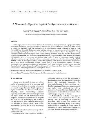 A watermark algorithm against de - Synchronization attacks