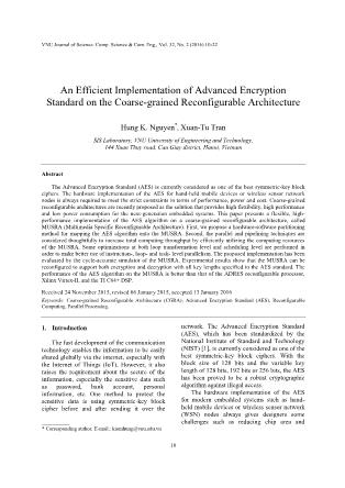 An efficient implementation of advanced encryption standard on the coarse - Grained reconfigurable architecture