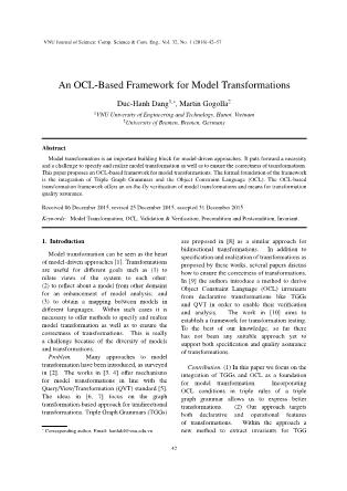 An ocl - Based framework for model transformations