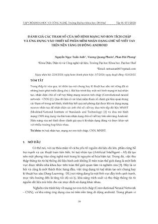 Ánh giá các tham số của mô hình mạng nơ-ron tích chập và ứng dụng vào thiết kế phần mềm nhận dạng chữ số viết tay trên nền tảng di động Android