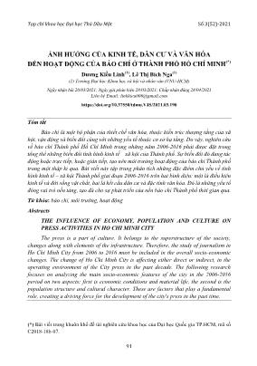 Ảnh hưởng của kinh tế, dân cư và văn hóa đến hoạt động của báo chí ở thành phố Hồ Chí Minh