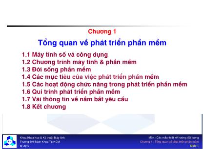 Bài giảng Các mẫu thiết kế hướng đối tượng - Chương 1: Tổng quan về phát triển phần mềm