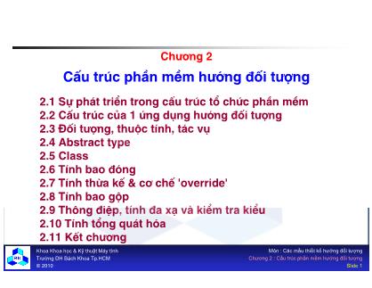 Bài giảng Các mẫu thiết kế hướng đối tượng - Chương 2: Cấu trúc phần mềm hướng đối tượng