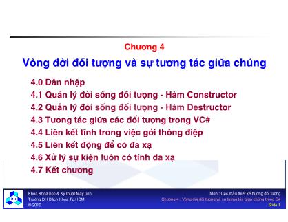 Bài giảng Các mẫu thiết kế hướng đối tượng - Chương 4: Vòng đời đối tượng và sự tương tác giữa chúng