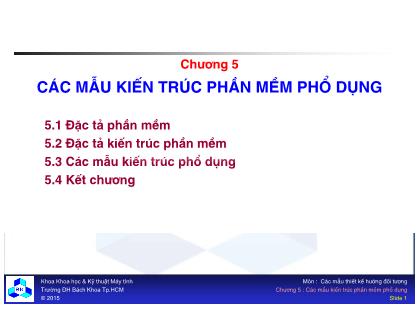 Bài giảng Các mẫu thiết kế hướng đối tượng - Chương 5: Các mẫu kiến trúc phần mềm phổ dụng