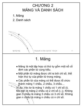 Bài giảng Cấu trúc dữ liệu và giải thuật - Chương 2: Mảng và danh sách - Ngô Công Thắng