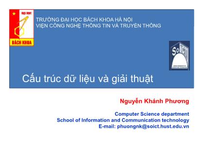 Bài giảng Cấu trúc dữ liệu và thuật toán - Chương 5: Sắp xếp - Nguyễn Khánh Phương