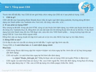 Bài giảng CSS - Bài 1: Tổng quan CSS