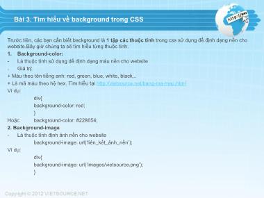 Bài giảng CSS - Bài 3: Tìm hiểu về background trong CSS
