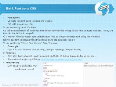Bài giảng CSS - Bài 4: Font trong CSS