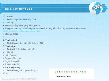 Bài giảng CSS - Bài 5: Text trong CSS