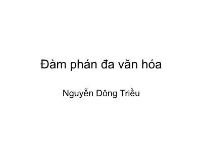 Bài giảng Đàm phán đa văn hóa - Nguyễn Đông Triều