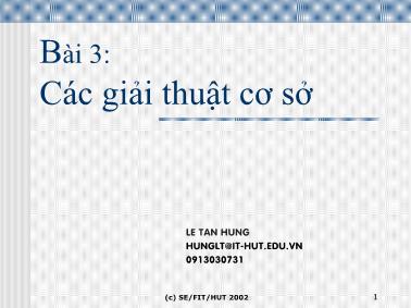 Bài giảng Đồ họa hiện thực ảo - Bài 3: Các giải thuật cơ sở - Lê Tấn Hưng