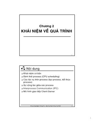 Bài giảng Hệ điều hành - Chương 2: Khái niệm về quá trình - Lê Ngọc Minh