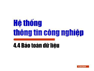 Bài giảng Hệ thống thông tin công nghiệp - Chương 4: Cơ sở truyền thông công nghiệp (Phần 3)