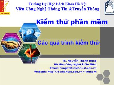 Bài giảng Kiểm thử phần mềm - Chương 4: Các quá trình kiểm thử - Nguyễn Thanh Hùng
