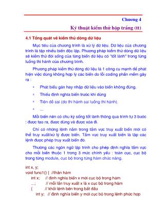 Bài giảng Kiểm thử phần mềm - Chương 4: Kỹ thuật kiểm thử hộp trắng - Nguyễn Văn Hiệp