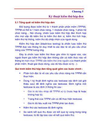 Bài giảng Kiểm thử phần mềm - Chương 5: Kỹ thuật kiểm thử hộp đen - Nguyễn Văn Hiệp