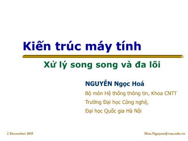 Bài giảng Kiến trúc máy tính - Chương: Xử lý song song và đa lõi - Nguyễn Ngọc Hóa