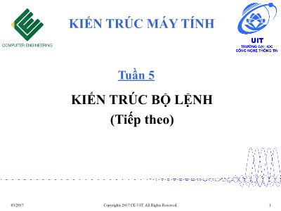 Bài giảng Kiến trúc máy tính - Tuần 5: Kiến trúc bộ lệnh (Tiếp theo)