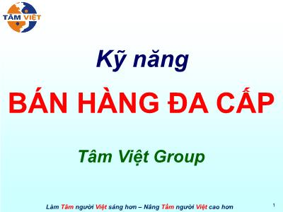 Bài giảng Kỹ năng bán hàng đa cấp