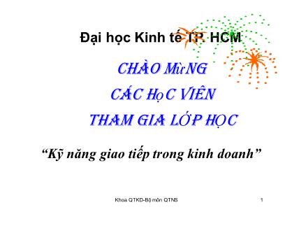 Bài giảng Kỹ năng giao tiếp trong kinh doanh - Chương 4: Đối tượng giao tiếp