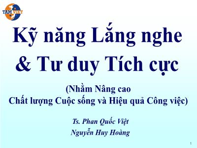 Bài giảng Kỹ năng lắng nghe và tư duy tích cực