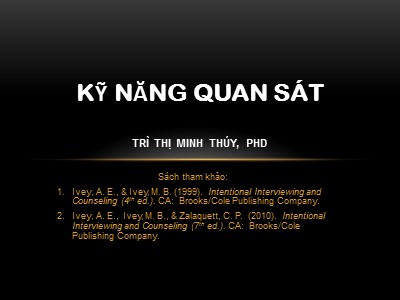 Bài giảng Kỹ năng quan sát