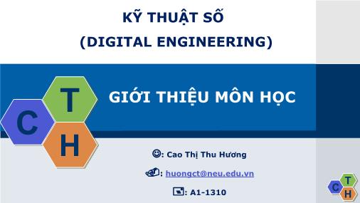 Bài giảng Kỹ thuật số (Digital engineering) - Chương 2: Cổng logic - Cao Thị Thu Hương