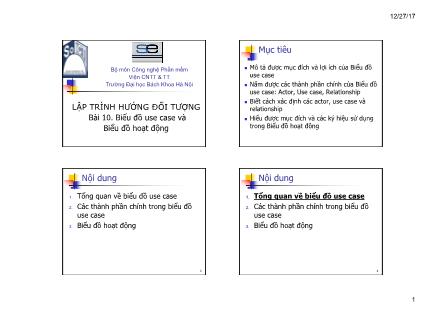 Bài giảng Lập trình hướng đối tượng - Chương 10: Biểu đồ use case và biểu đồ hoạt động