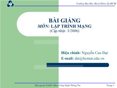 Bài giảng Lập trình mạng - Chương mở đầu: Khái quát về mạng máy - Nguyễn Cao Đạt
