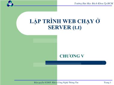 Bài giảng Lập trình mạng dùng Socket - Chương 5: Lập trình web chạy ở server (Tiếp theo)