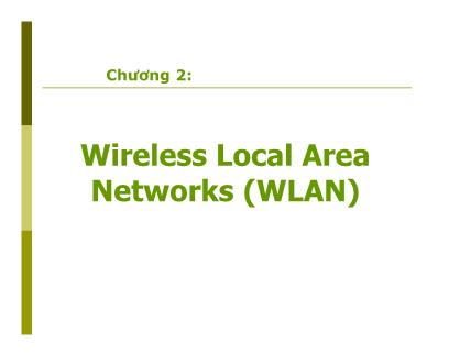 Bài giảng Mạng không dây - Chương 2: Wireless local area networks