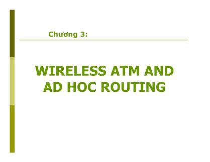 Bài giảng Mạng không dây - Chương 3: Wireless atm and ad hoc routing