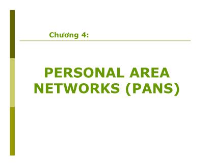 Bài giảng Mạng không dây - Chương 4: Personal area networks