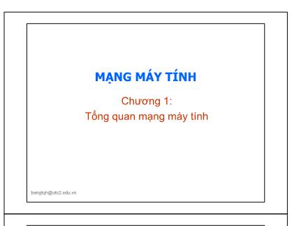 Bài giảng Mạng máy tính - Chương 1: Tổng quan mạng máy tính