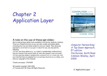 Bài giảng Mạng máy tính nâng cao - Chapter 2: Application Layer - Lê Ngọc Sơn