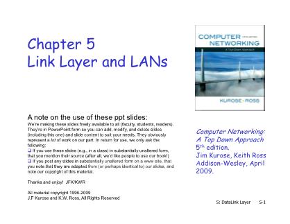 Bài giảng Mạng máy tính nâng cao - Chapter 5: Link Layer and LANs - Lê Ngọc Sơn