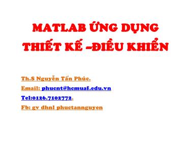 Bài giảng Matlab ứng dụng thiết kế – điều khiển