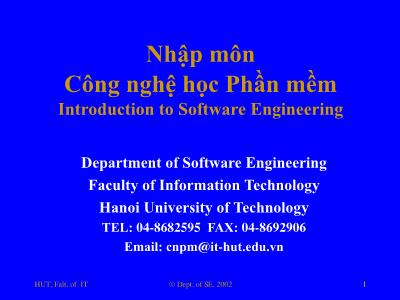 Bài giảng Nhập môn công nghệ phần mềm - Phần 3: Yêu cầu người dùng